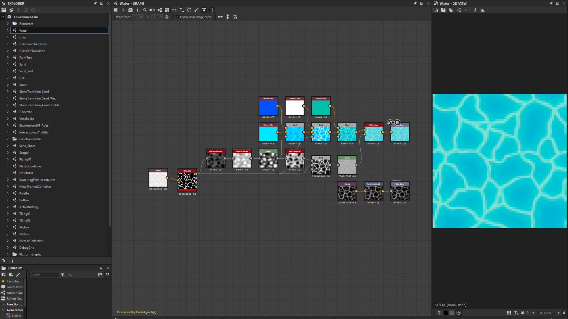 Procedural water texture workflow for Project TargetShoot64