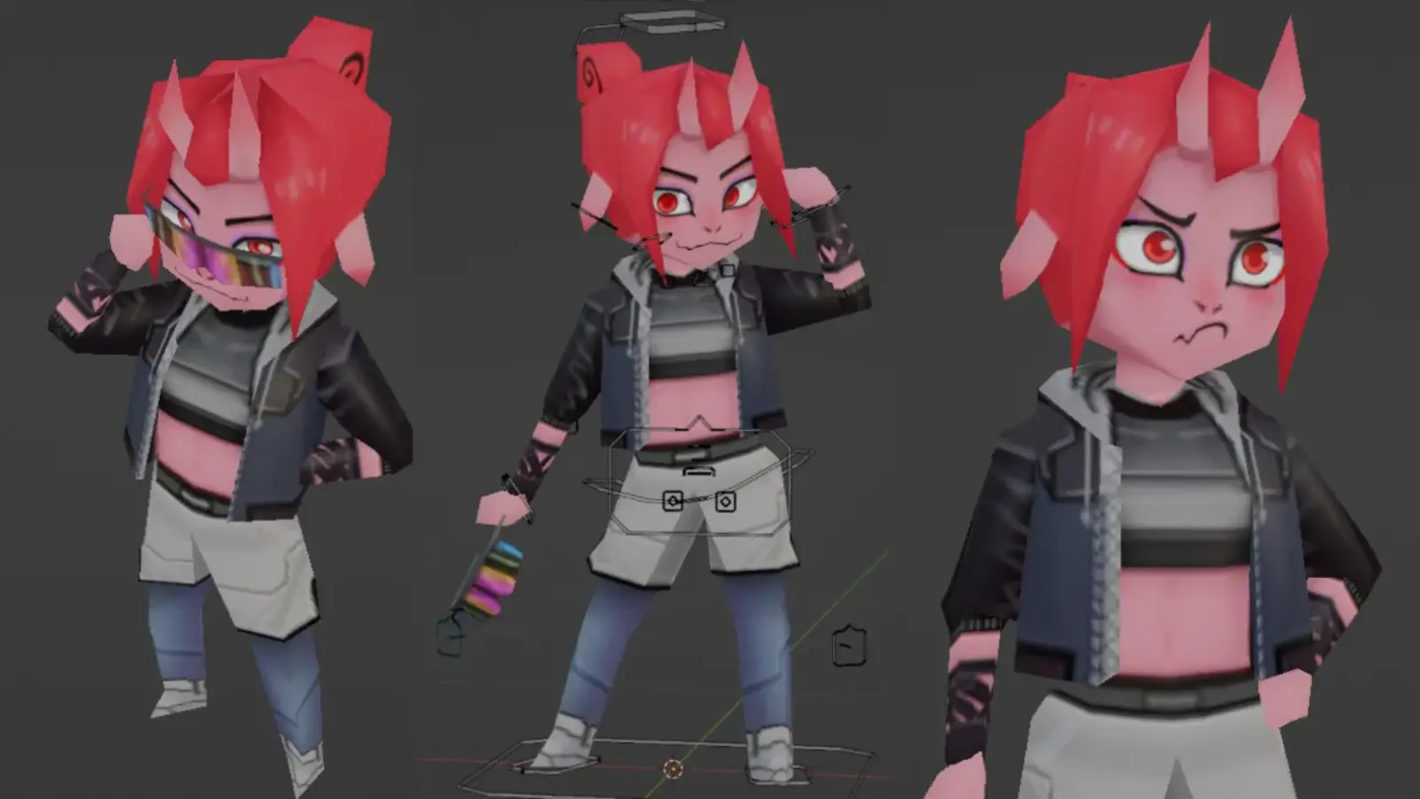 Final expression showcase for Kameko's 2D face rig